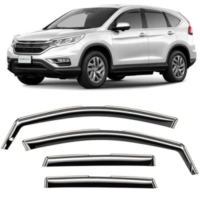 Abbildung von CLIM ART Windabweiser für/kompatible mit Honda CR V 2012 2016 SUV mk4 Integrierte Regenabweiser Autofenster Sonnen &amp;Regenschutz Einfache Montage Garantie 4 Set S