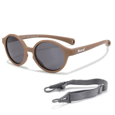 Abbildung von Maesy Baby Sonnenbrille für 0 2 Jahre UV400 Polarisierter Schutz Flexibler und Biegsamer Rahmen Verstellbares Gummiband Sichere Bequeme Babysonnenbrillen Rund Noah