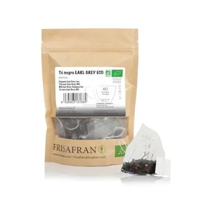 Abbildung von FRISAFRAN Bio earl grey Schwarztee in Pyramiden 60 Einheiten 120g Antiseptisch Schwarze Teeblätter Energetisierend Teebeutel Frischer und blumiger Tee