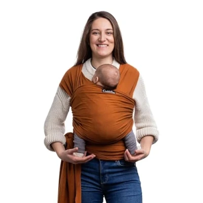 Abbildung von CuddleBug Tragetuch Baby Neugeborene Elastisches Babytrage ab Geburt &amp; Kleinkinder bis 16Kg Einfach zu binden (Braun/Brown)