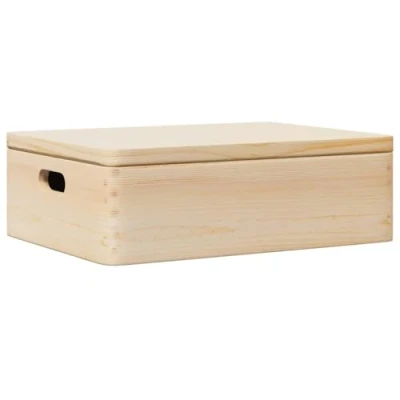 Abbildung von vidaXL Holzkiste mit Deckel und Griffen 40x30x13 cm Massivholz Kiefer