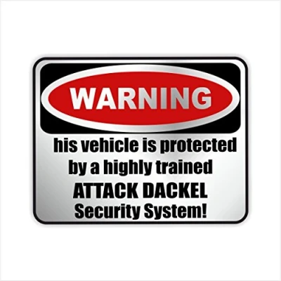 Abbildung von siviwonder Auto Aufkleber DACKEL Warning ALARMANLAGE Hundeaufkleber Silber metallic