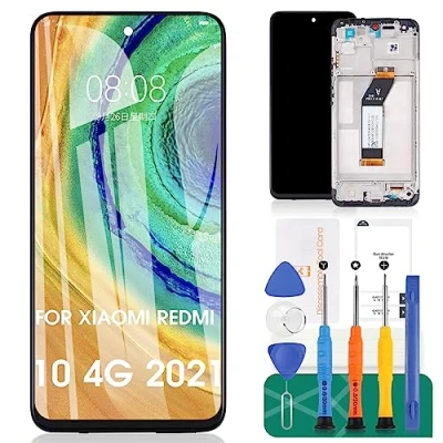 Abbildung von SRJTEK für Xiaomi Redmi 10 4G 2021 Bildschirm Ersatz Prime LCD Display 5G 2022 Touchscreen 21061119AG Digitizer Montage Reparaturteile Kits mit Rahmen (schwarz)