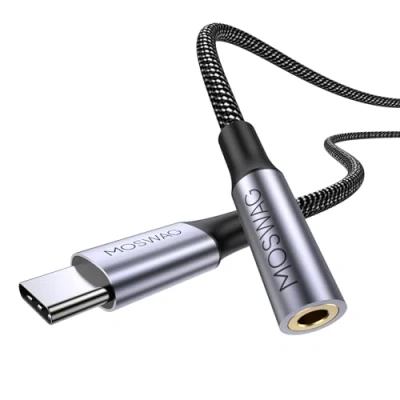 Abbildung von MOSWAG USB Typ C auf 3.5mm Kopfhörer Jack Adapter, Audio Adapter Aux Dongle Kabel für Samsung Galaxy S21 S20 Ultra S20+ Note 20 10 S10 S9 Plus,Pixel 8/7/6/4XL, iPhone 15/15 Pro Max