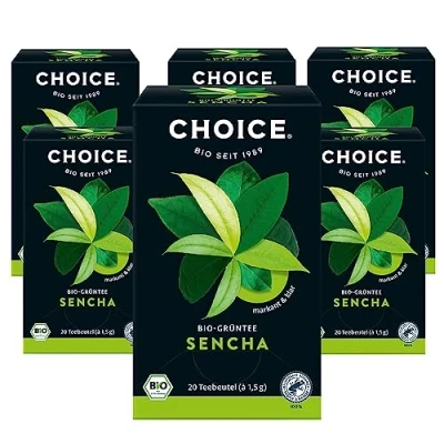 Abbildung von CHOICE Sencha, Bio Grüntee, Markant und Klar, Handverlesen, 6x20 Teebeutel (120 Beutel insgesamt)