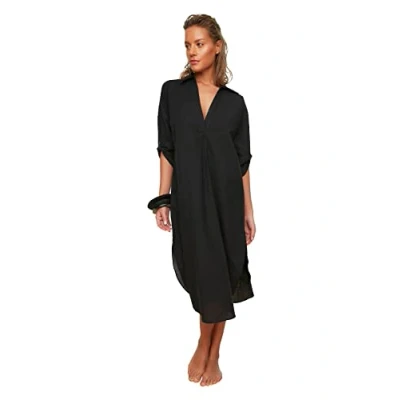 Abbildung von TRENDYOL Damen TIPP Detailliertes Strandkleid Dress, Schwarz, 34