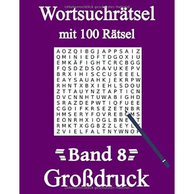 Abbildung von Wortsuchrätsel Großdruck: Wortsuche für Kinder, Erwachsene, Senioren und Rentner mit 100 Buchstabenpuzzles (Band 8)