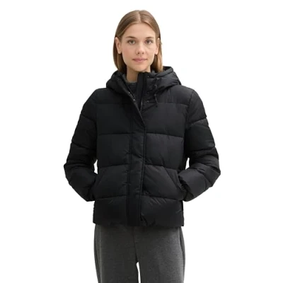 Abbildung von TOM TAILOR Denim Damen Puffer Winterjacke mit Kapuze, 14482 Deep Black, XXL