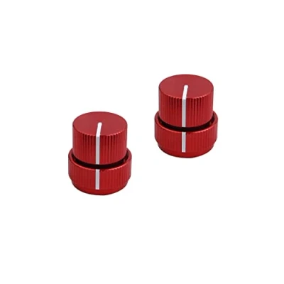 Abbildung von Guyker Guitar Aluminum Dual Concentric Control Knobs Dome Volume Tone Stacked Knob Replacement for Electric or Bass (red, 2 piece)