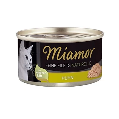 Abbildung von MIAMOR Feine Filets Naturelle Nassfutter für ausgewachsene Katzen mit Filetstückchen im eigenen Saft. Fettarmes Ergänzungsfutter in der Dose ohne künstliche Zusätze 24x80g Huhn