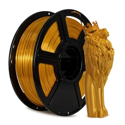 Abbildung von FLASHFORGE 3D Drucker Filament, Seiden Filament 1,75 mm, 1 kg Spule, Maßgenauigkeit +/ 0,02 mm für FDM Drucker, Seidenstruktur und ultra hoher Glanz (Gold)