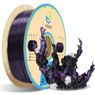 Abbildung von YOUSU pla silk mehrfarbig, 3d drucker filament, zweifarbig Two Tone filament 1.75, metallic seide, printer 1 kg (2,2 lbs), schwarz lila