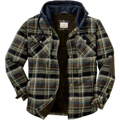 Abbildung von Legendary Whitetails Herren Camp Night Berber Lined Hooded Flannel Shirt Jacket Jacke, Union kariert, XL