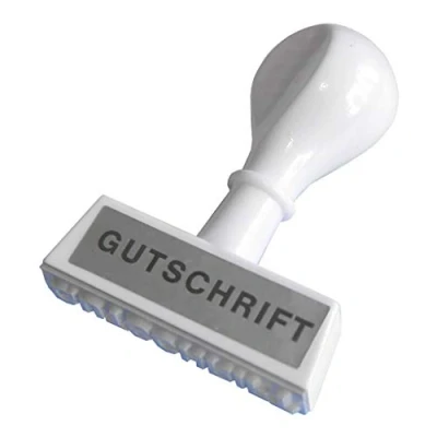 Abbildung von Wedo 19323 Lagertext Stempel Gutschrift, Kunststoff, Abdruckbreite 45 mm ergonomischer Griff, weiß