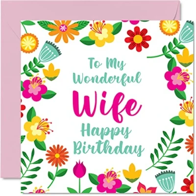 Abbildung von Lustige Geburtstagskarten für Ehefrau wunderbare weibliche niedliche Geburtstagskarte Frau vom Ehemann Geburtstagsgeschenk 145 mm Valentinstag Jahrestag florale Grußkarten Geschenk