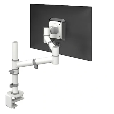 Abbildung von Dataflex Viewgo Monitorarm Schreibtisch 120 Weiß, platzsparender und ergonomischer Monitorarm, mit Klemme statischer Höhenverstellung, Stahl, VESA kompatibel, max. 8kg, geeignet für Monitore bis zu 900mm Höhe