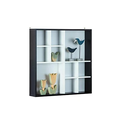 Abbildung von Inter Link Setzkasten Sammlerkasten Vitrine Sammlervitrine ohne Glas Wandregal 10 Fächer Kollektor Decem MDF Schwarz/Weiß 70 x 13 cm