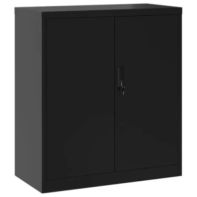 Abbildung von vidaXL Aktenschrank, Büroschrank mit Boden, Abschließbar Metallschrank Schrank Türen, Aufbewahrungsschrank Büromöbel, Schwarz Stahl