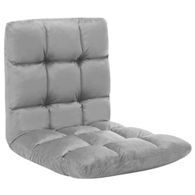 Abbildung von vidaXL Bodenstuhl Faltbar Schlafsessel Sessel Sofastuhl Lounge Bodensessel Liege Bodenkissen Sitzkissen mit Rückenlehne Hellgrau Mikrofaser