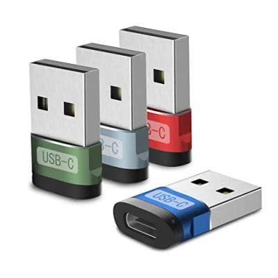 Abbildung von sunshot USB Cauf Stecker Adapter (4er Pack) [Aluminiumgehäuse, hohe Stabilität] C auf Kompatibel mit AirPods 3,iPad Mini/Air, iPhone 12 Pro Max, Apple Watch Series 7 usw
