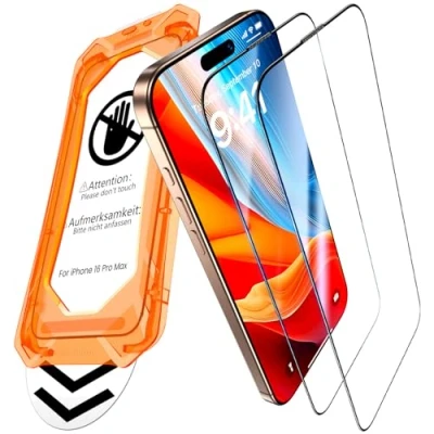 Abbildung von UniqueMe für iPhone 16 Pro Max Panzerglas [Full Screen Displayschutz] Schutzfolie Schutzglas,Auto Installation,2 Stück
