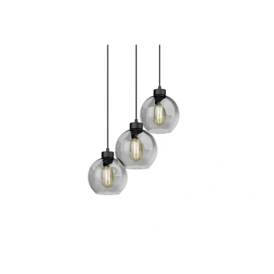 Abbildung von Hängeleuchte Cubus, Ø 50 cm, 3 flammig, rauchgrau, Glas