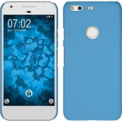 Abbildung von PhoneNatic case kompatibel mit Google Pixel XL Hülle hellblau gummiert Hard + 2 Schutzfolien