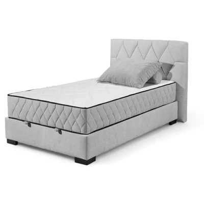 Abbildung von Stella Trading NAGOL B Boxbett 120x200, Silber Bequemes Bett mit Bettkasten und Premium 9 Zonen Federkern Wendematratze 145 x 114 214 cm (B/H/T)