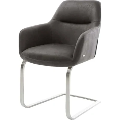Abbildung von Schwingstuhl Pejo Flex Anthrazit Vintage Freischwinger flach Edelstahl