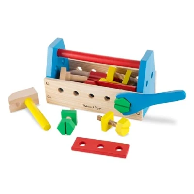 Abbildung von Melissa &amp; Doug Tragbarer Werkzeugkasten, Holzspielzeug, Bauen, Lernspielzeug, Rollenspielzeug, 3 6 Jahre, Geschenk für Jungs oder Mädchen