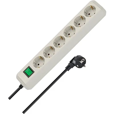Abbildung von Brennenstuhl Eco Line, Steckdosenleiste 6 Fach (Mehrfachsteckdose mit erhöhtem Berührungsschutz, Schalter und 1,5m Kabel) lichtgrau