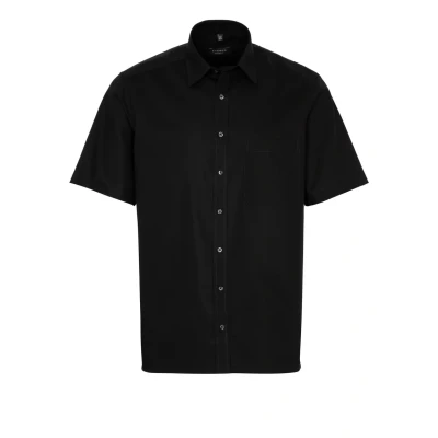 Abbildung von Eterna Unifarbenes Popeline Kurzarmhemd Comfort FIT Hemd, Herren, Größe: 39, Black