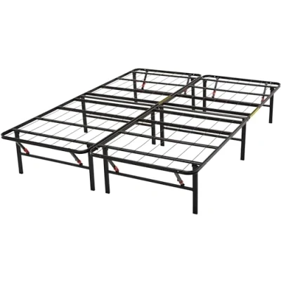 Abbildung von Amazon Basics Bettgestell, Klappbar, Pritsche, Werkzeuglose Montage, Unterbettstauraum, Einzelbett, 135 x 190 35.5 cm, Schwarz