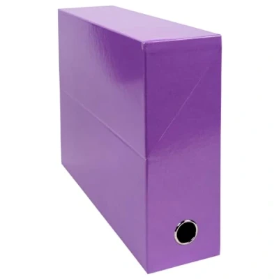 Abbildung von Exacompta 89926E Packung mit 5 Transferboxen Iderama aus laminiertem Karton, robust und strapazierfähig, 24 x 32 cm, Ideal für Ihre Dokumente in Format DIN A4, Rücken 90mm, violett, Stück