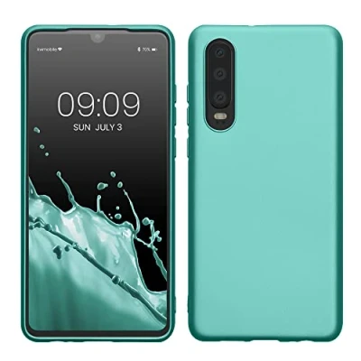 Abbildung von kwmobile Case kompatibel mit Huawei P30 Hülle Schutzhülle aus Silikon metallisch schimmernd Handyhülle Metallic Mintgrün