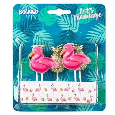 Abbildung von Kuchenkerze Flamingo und Ananas 5 Stücke
