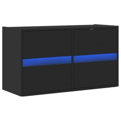 Abbildung von vidaXL TV Wandschrank, Schrank Lowboard mit LED Beleuchtung, Hängeschrank Fernsehschrank für Wohnzimmer, Fernsehtisch Board Hängend, Schwarz