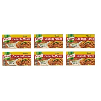 Abbildung von 6x knorr dado saporito manzo brodo leckeres Rindfleisch Suppenwürfel Brühe 10 pz