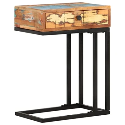Abbildung von vidaXL Beistelltisch U Form Kaffeetisch Sofatisch Couchtisch Wohnzimmertisch Laptoptisch Tisch Betttisch 45x30x61cm Recyceltes Massivholz