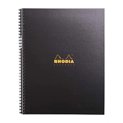 Abbildung von Rhodia 191310C Rhodiactive Notizbuch (Recycling Papier, DIN A4, liniert mit Rand, 4 fach gelocht, 3 Lesezeichen, 90 g, 21 x 29.7 cm, 80 Blatt) 1 Stück schwarz