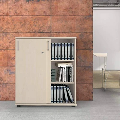 Abbildung von Weber Büro Uni Aktenschrank abschließbar 3OH 1,0 M Ahorn Büroschrank Schiebetürenschrank