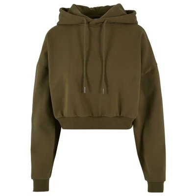 Abbildung von Urban Classics Cropped Heavy Kapuzenpullover, Damen, Größe: 3XL, Summerolive