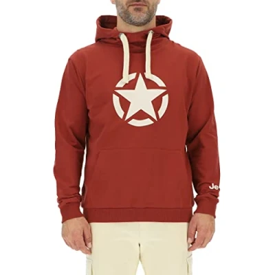 Abbildung von JEEP O102717 R760 J Man Kapuzensweatshirt Star Großer Aufdruck J23S Red Ochre/Almond XXL