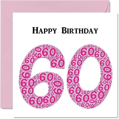Abbildung von lustige Geburtstagskarte zum 60. Geburtstag für Frau Shapecloud Happy Birthday Karte Vater, Mutter, Großvater, Nanny, Oma, Onkel, Tante, Cousin, 145 mm x Grußkarten,