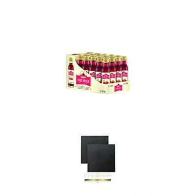 Abbildung von Nordbrand Saure Kirsche 24 x 0,02 Liter Minis + Schiefer Glasuntersetzer eckig ca. 9,5 cm Ø 2 Stück