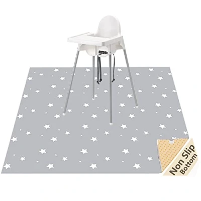 Abbildung von Womumon 51 Splat Matte Für Unter Hochstuhl/Kunst/Kunsthandwerk, Waschbar Spill Mat wasserdichte Anti Rutsch Boden Splash Mat, Bewegliche Spiel Und Tischdecke (Stern)