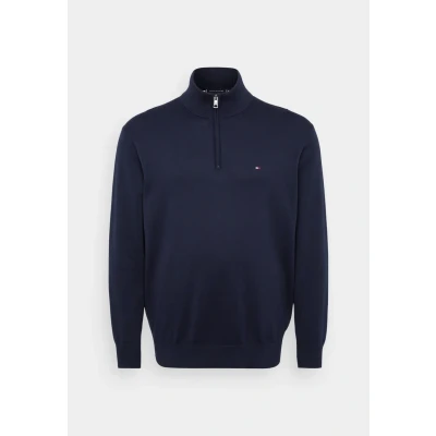 Abbildung von Tommy Hilfiger Herren Pullover mit Reißverschluss Essential Cotton Zip Halbzip, Blau (Desert Sky), XXL