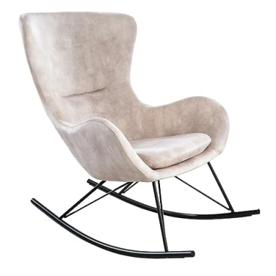 Abbildung von riess ambiente Schaukelstuhl SCANDINAVIA SWING champagner / schwarz (Einzelartikel, 1 St), Wohnzimmer · Samt Metall mit Armlehne wippbar Modern Design