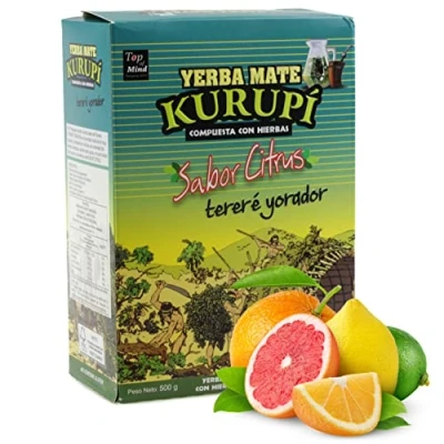 Abbildung von Yerba Mate Tee Kurupi Citrus 0.5 kg + Geschenk Probe (40g): Reich an Antioxidantien und Vitaminen, beschleunigt den Stoffwechsel, zuckerfrei Paraguay
