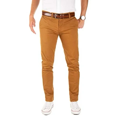 Abbildung von Yazubi Herren Chino Hose Dustin Chinohose mit Gürtel, Braun (Camel Otter 181018), W33/L32